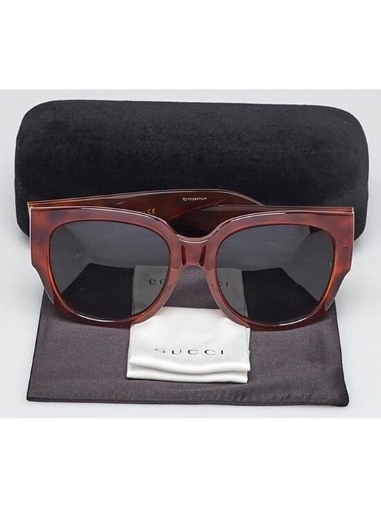 New  - GUCCI Brown Tortoise Shell Acetate Oversized Frame  GG0142SA main image 10